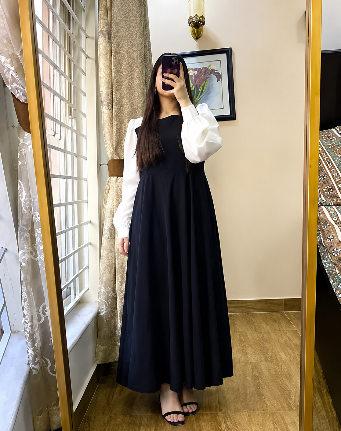 Women's Stitched Georgette Plain Maxi Dress