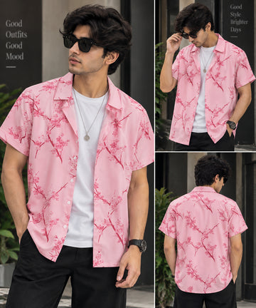 Men’s Pink Floral Short Sleeve Shirt