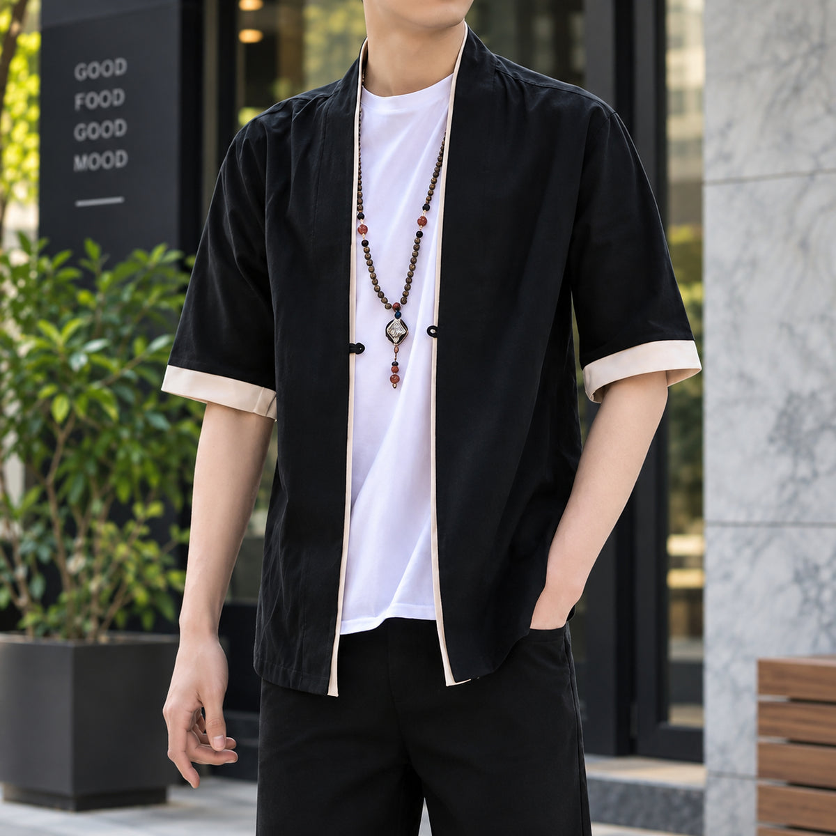 Men’s Chinese Style Half Sleeve Tang Jacket
