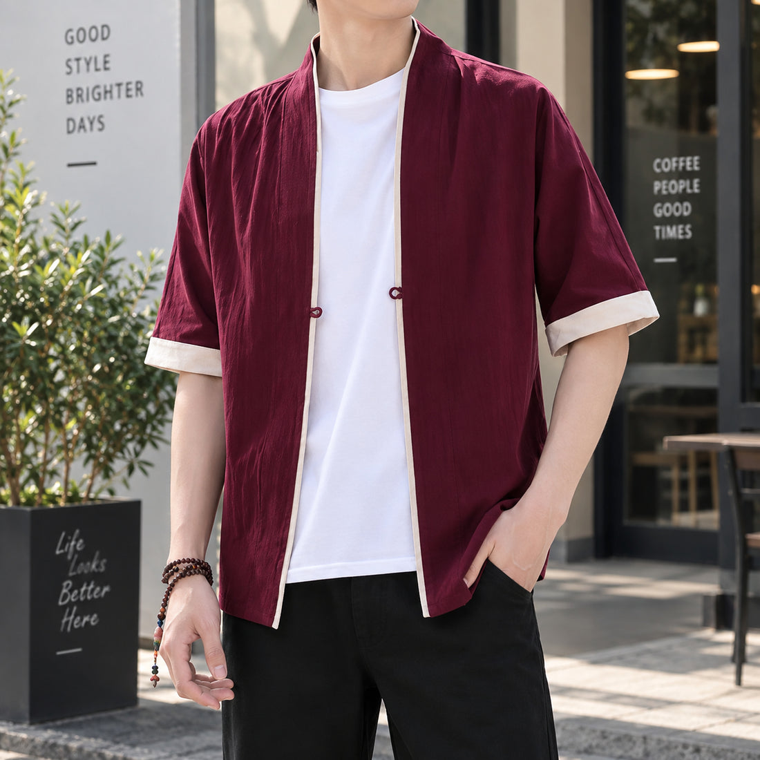 Men’s Chinese Style Half Sleeve Tang Jacket