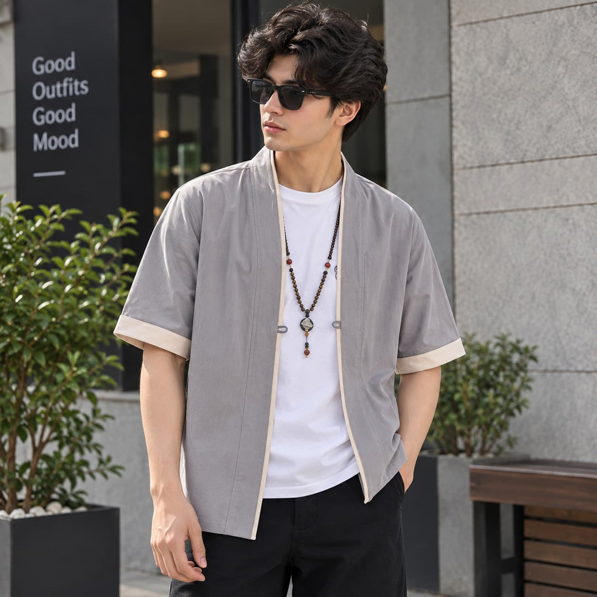 Men’s Chinese Style Half Sleeve Tang Jacket