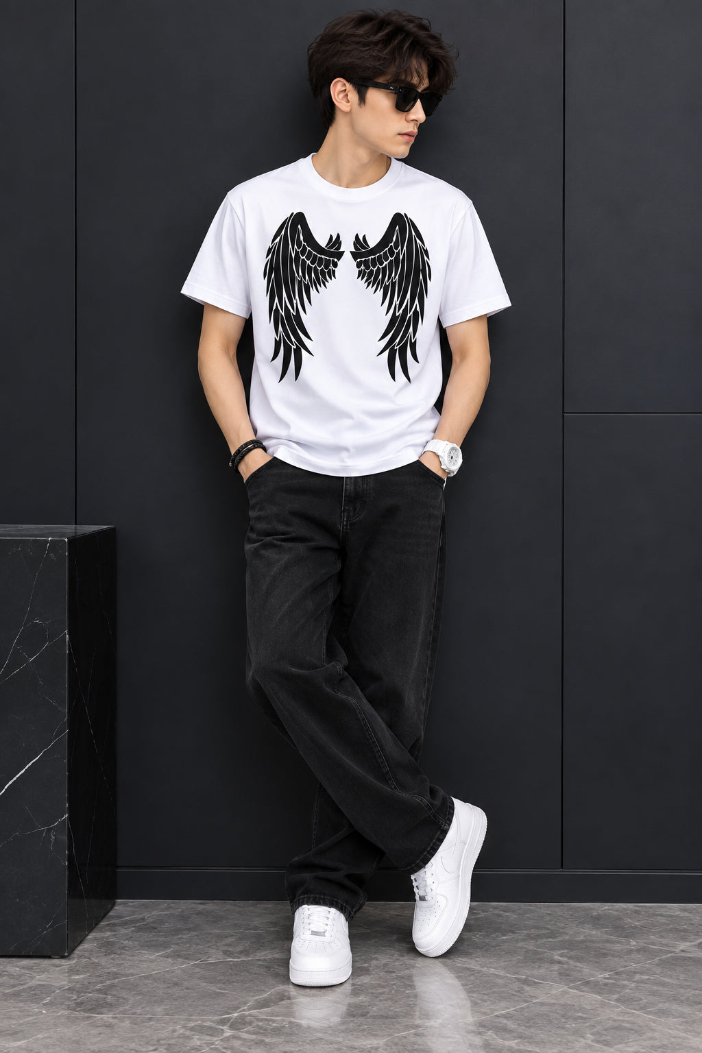 Men’s Angel Wings Printed T-Shirt Set – M to XL