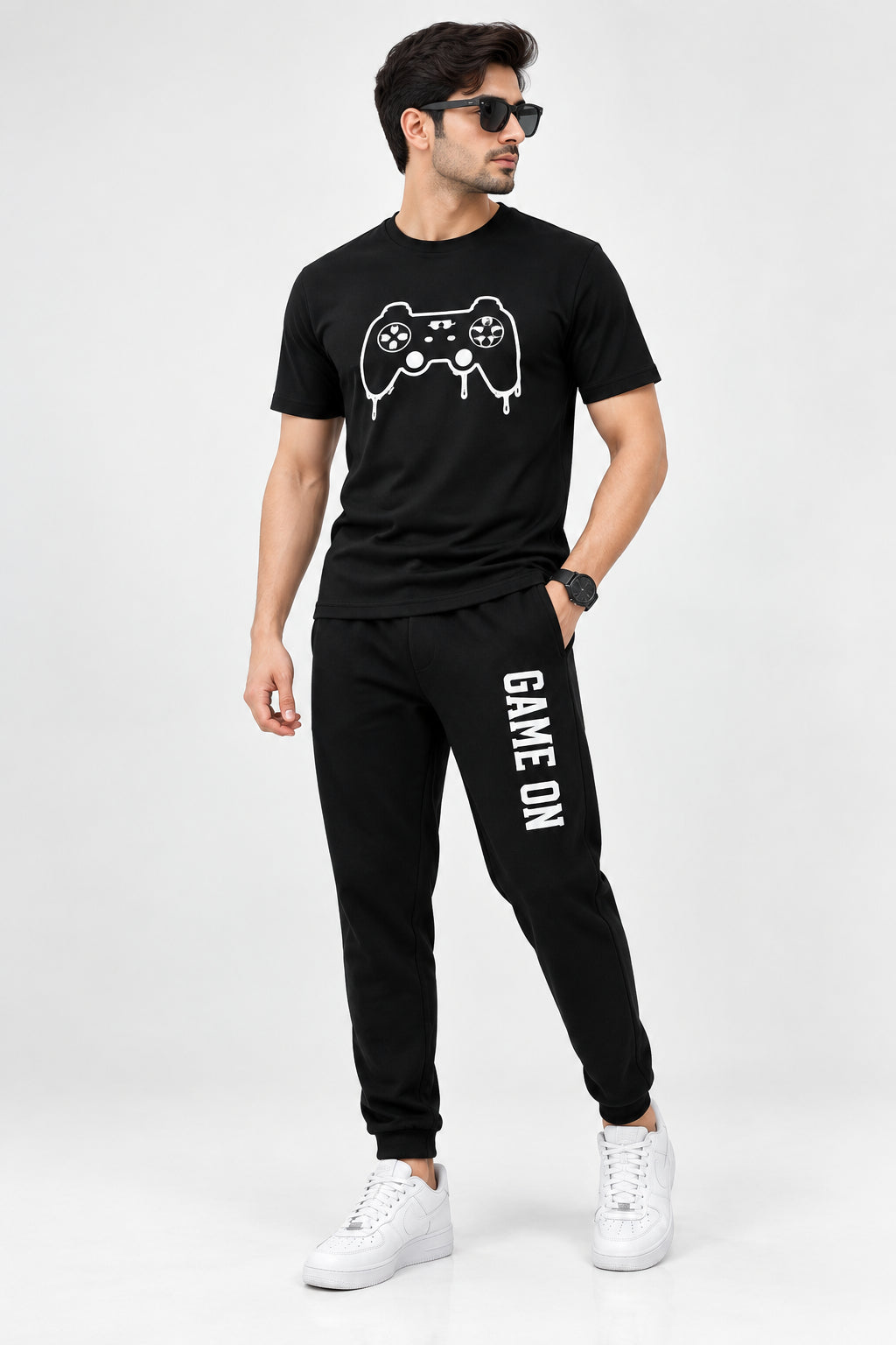 Men’s Black & White Gaming Tracksuit