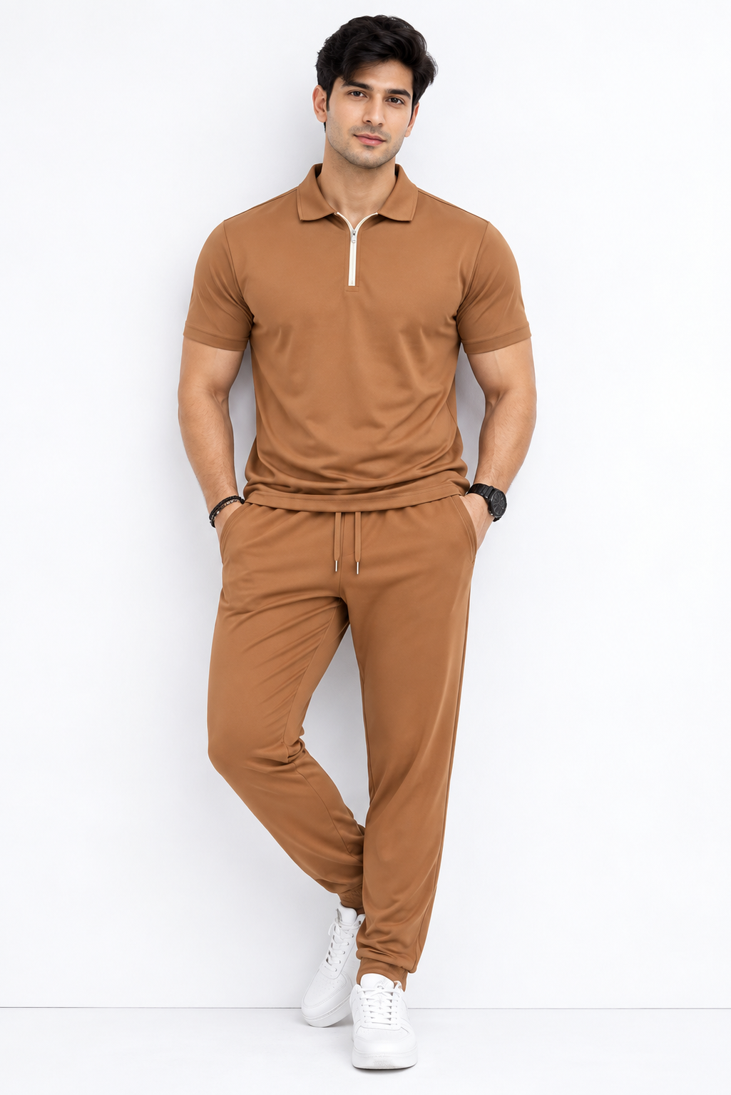Men’s Slim Fit Polyester Tracksuit Set – 4 Colors