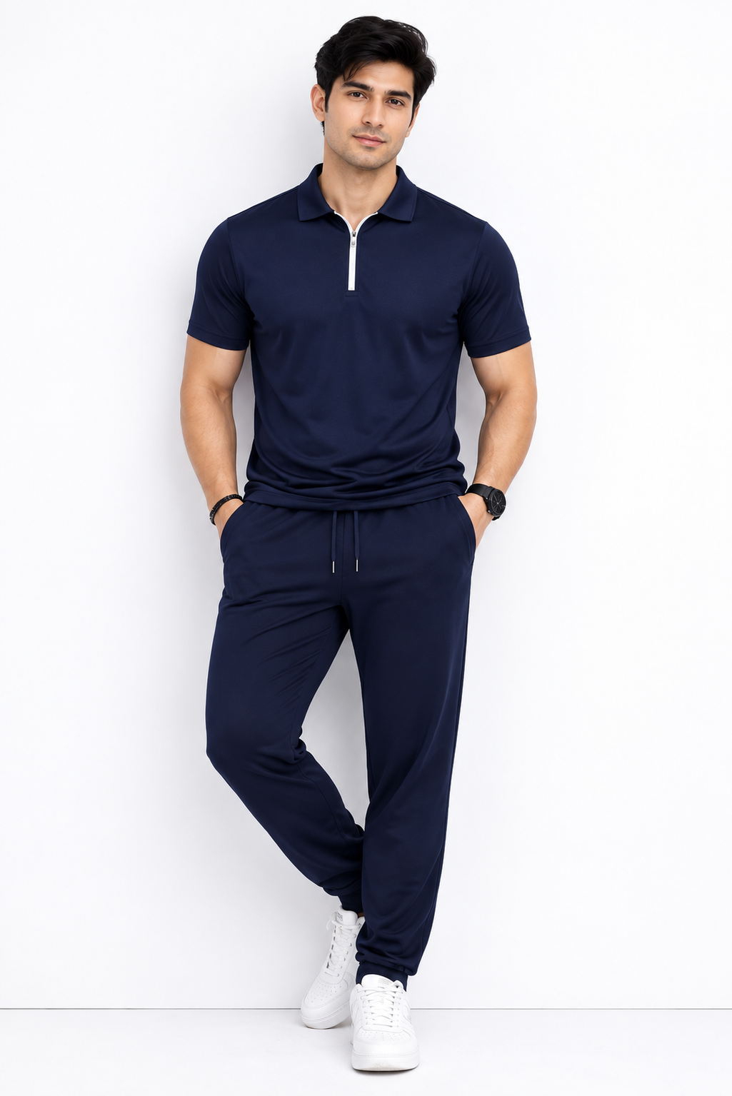Men’s Slim Fit Polyester Tracksuit Set – 4 Colors