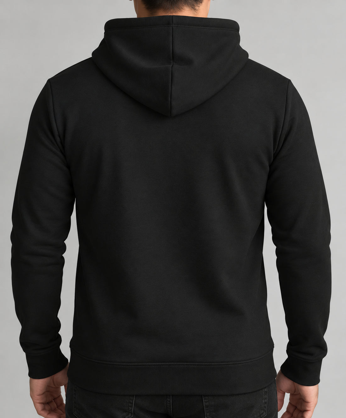 Men’s Black Slim Fit Polyester Hoodie – Winter Wear