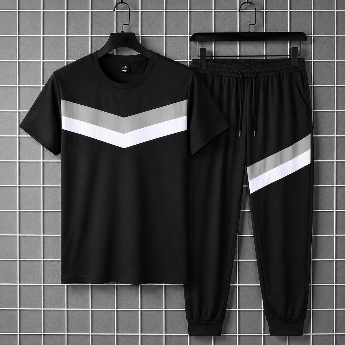 Men Black Micro Track Suit 2 Pcs Set S to XL