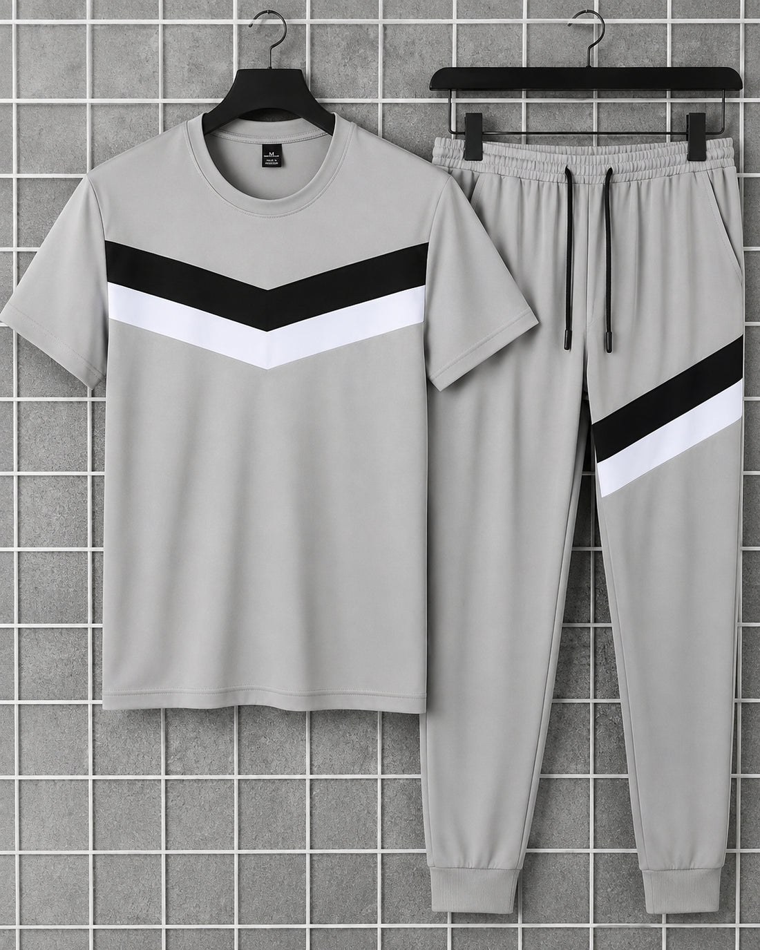 Men’s Grey Micro Track Suit – 2 Piece Round Neck