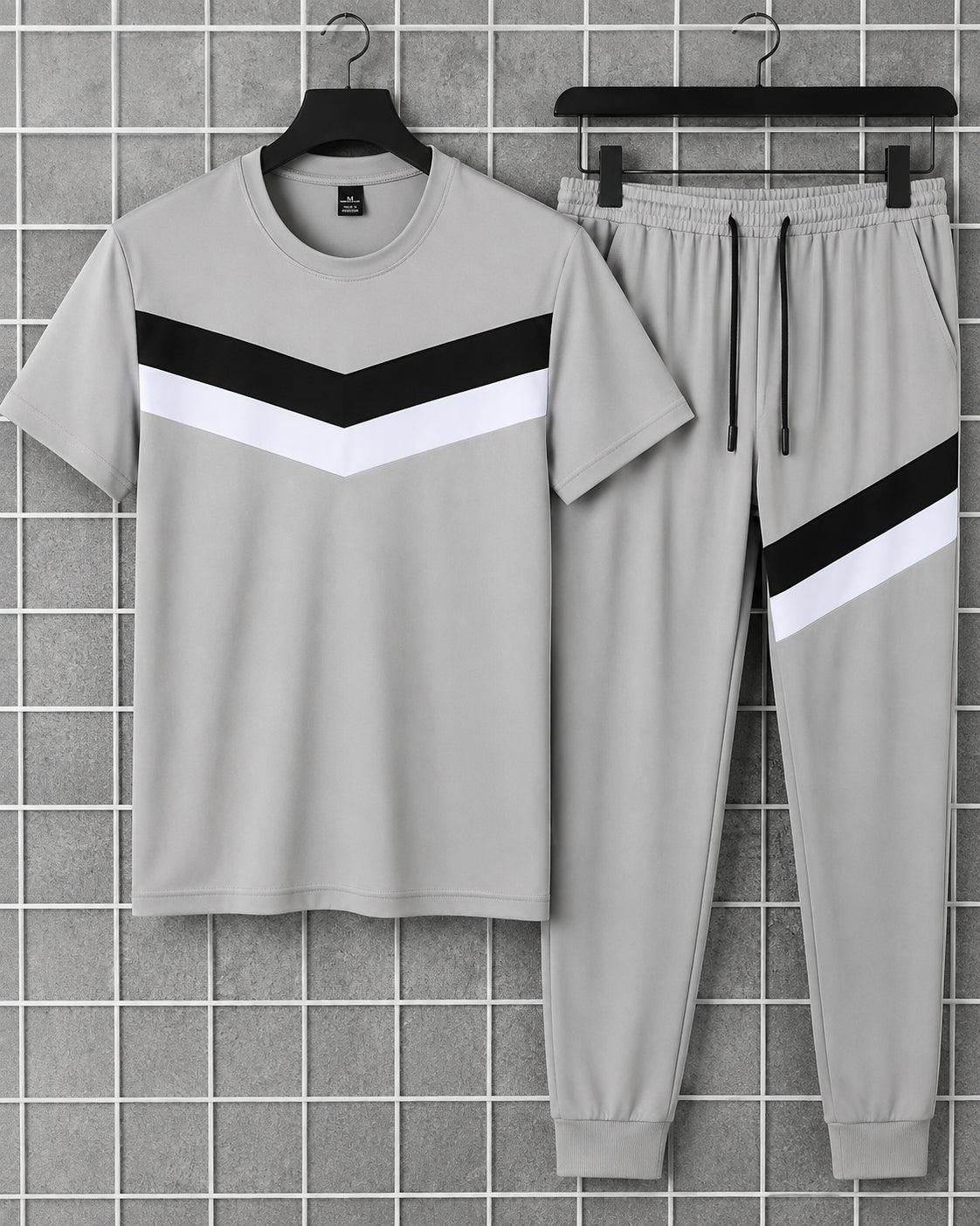 Men’s Grey Micro Track Suit – 2 Piece Round Neck