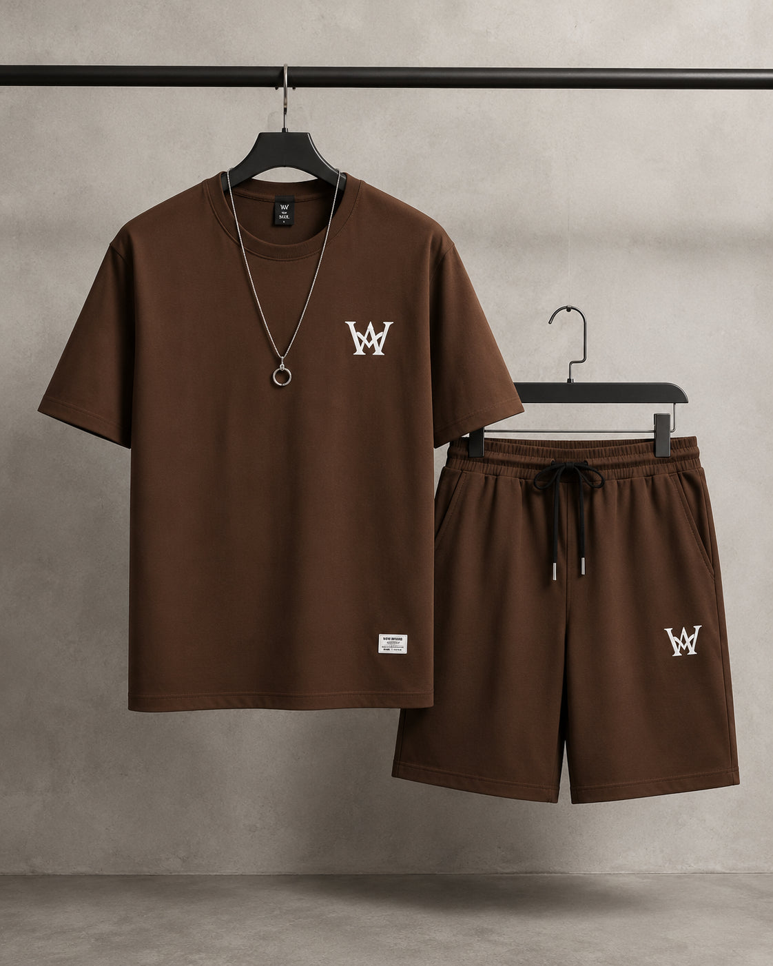 Men’s Printed Polyester T-Shirt & Shorts Set – 2 Piece