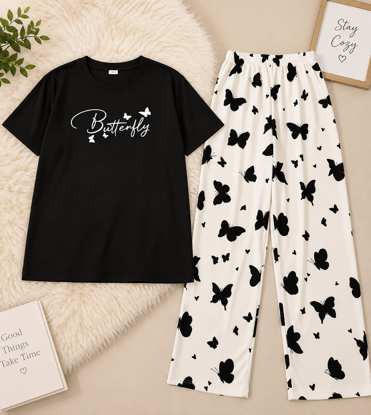 Women’s 2-Piece Stitched Printed Jersey Night Suit
