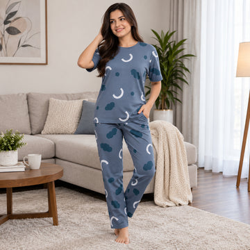 Women’s 2-Piece Printed Jersey Night Suit –