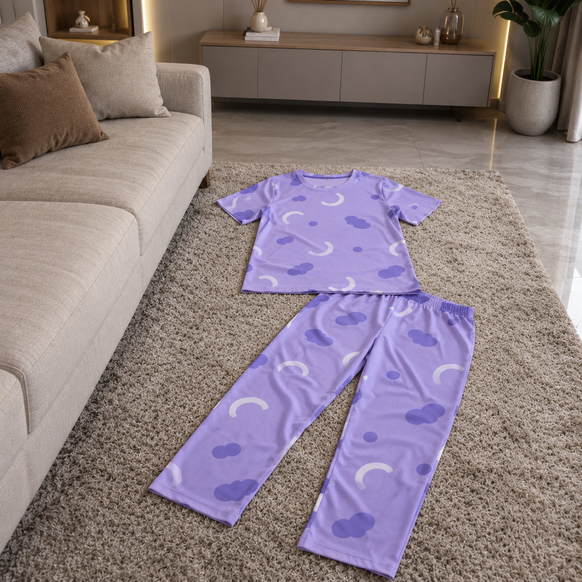 Women’s 2-Piece Printed Jersey Night Suit –