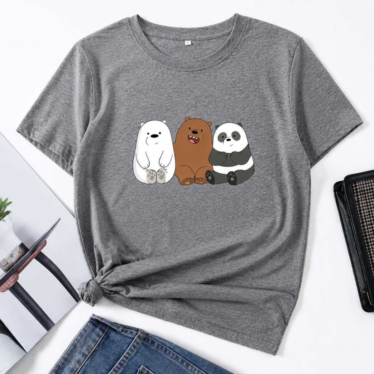 Women’s Printed Cotton T-Shirt – Round Neck