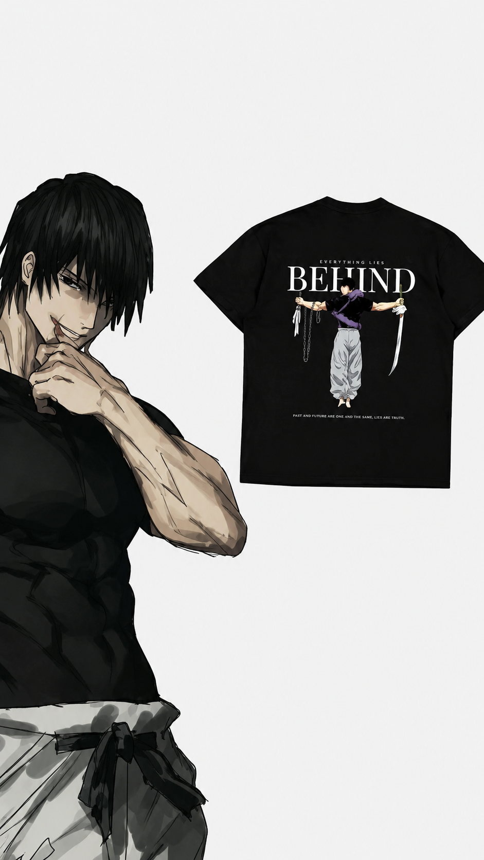 Men’s Premium Cotton Anime Oversized T-Shirt – Back Print