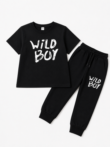 Kids WILD BOY 2-Piece Black Tracksuit – 11–12 Years
