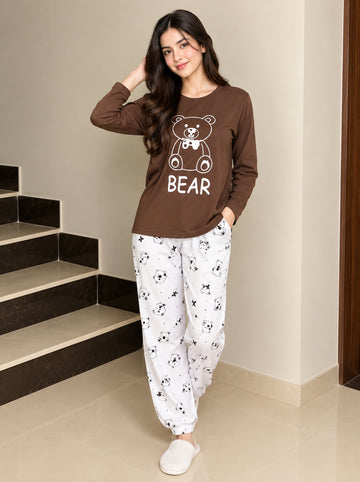 Women’s 2-Piece Printed Jersey Night Suit
