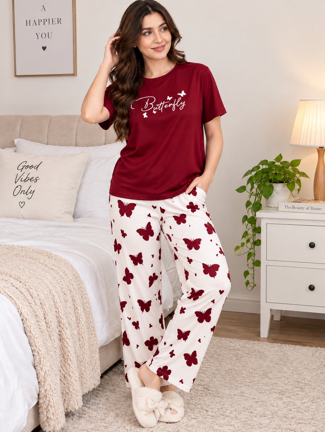 Women’s 2-Piece Stitched Printed Jersey Night Suit