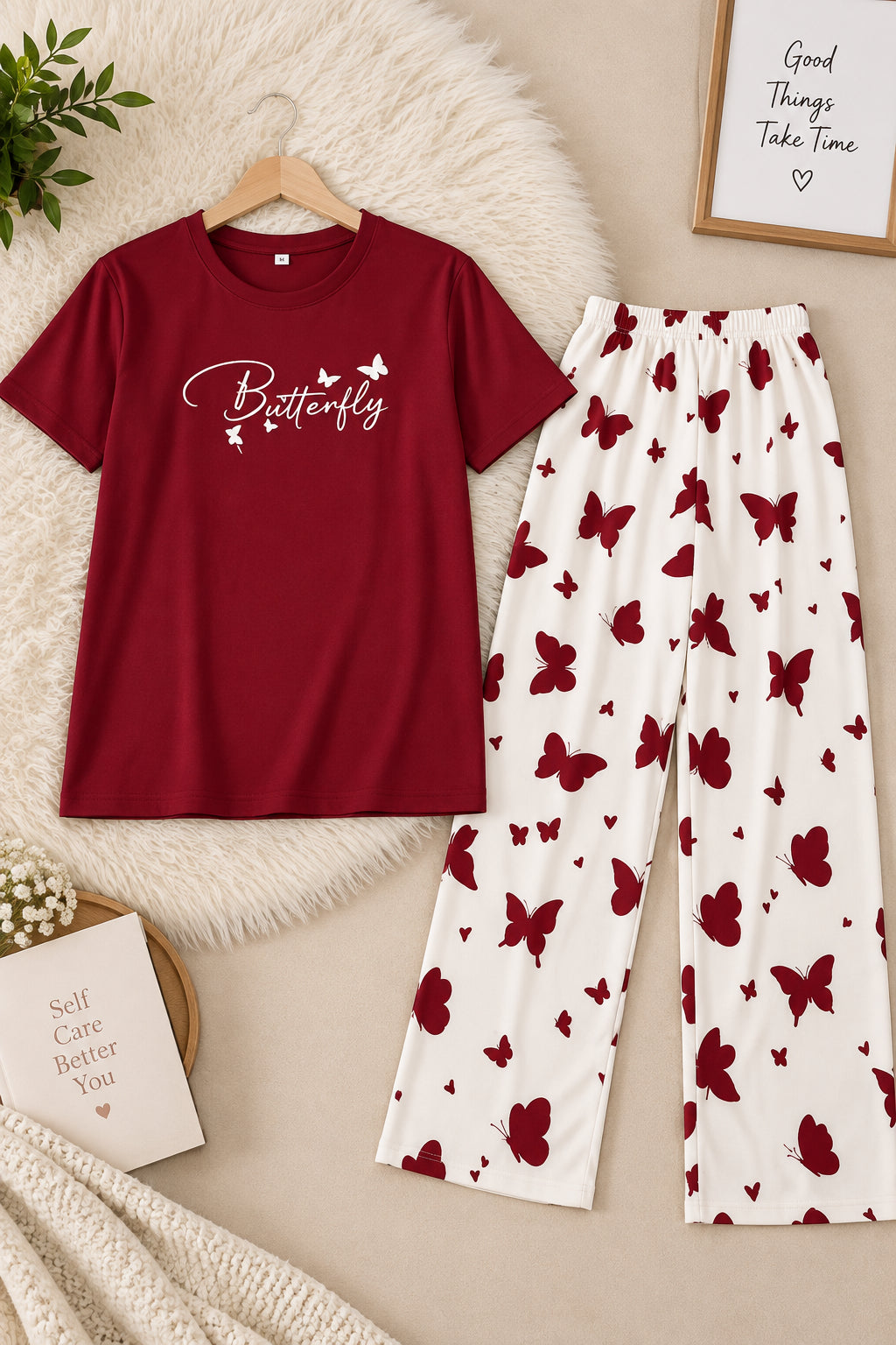 Women’s 2-Piece Stitched Printed Jersey Night Suit