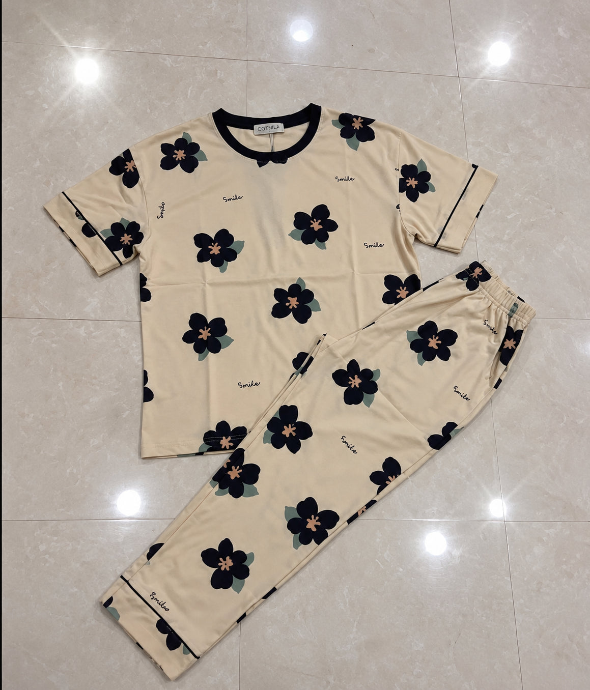 Women’s 2-Piece Printed Jersey Night Suit