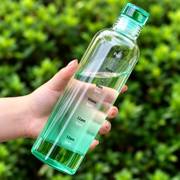 500ml Glass Water Bottle with Time Scale – Portable & Anti-Drop