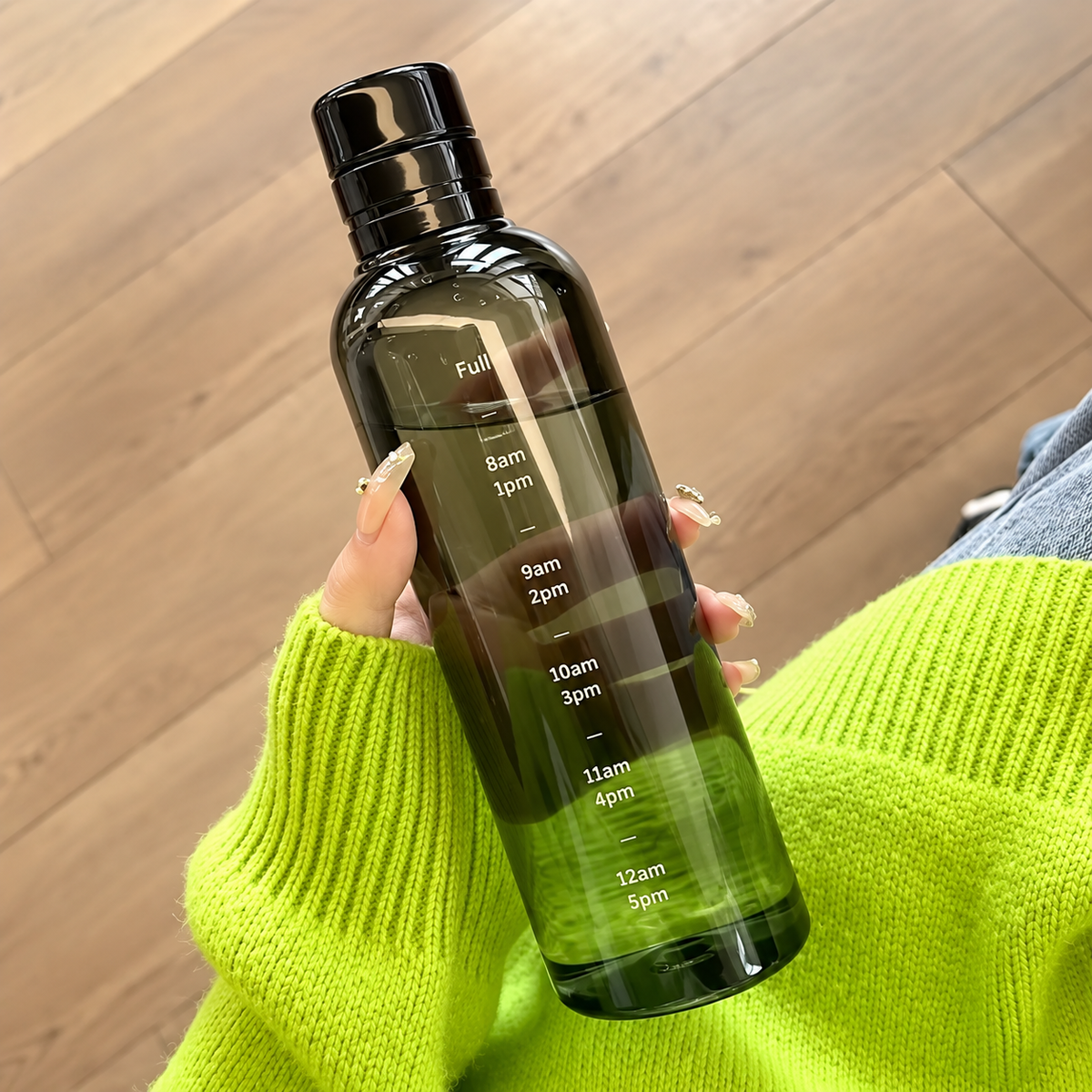 500ml Glass Water Bottle with Time Scale – Portable & Anti-Drop