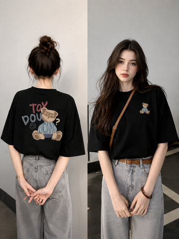 Women  Printed Loose Fit Korean T-Shirt