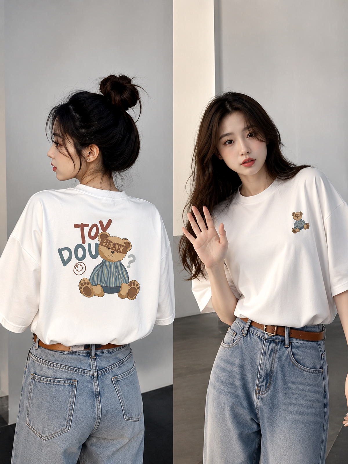 Women  Printed Loose Fit Korean T-Shirt