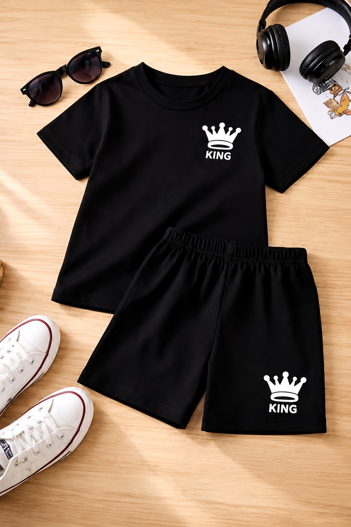 Kids King Crown 2-Piece Tracksuit – Black | 1–12 Years
