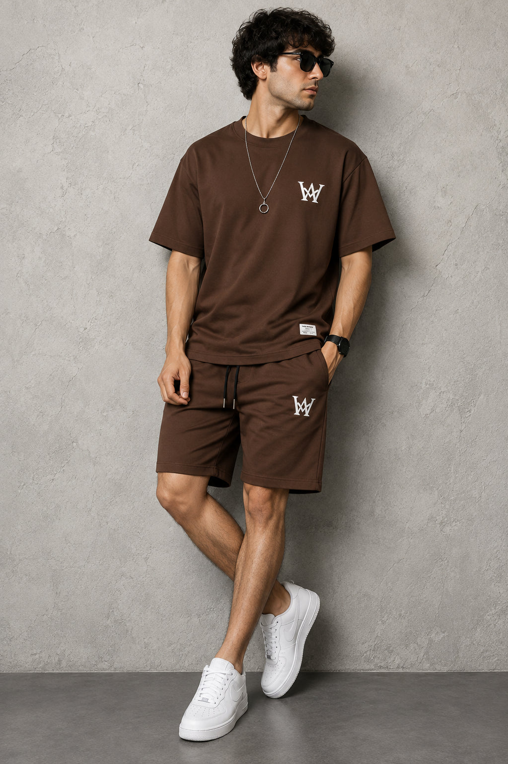 Men’s Printed Polyester T-Shirt & Shorts Set – 2 Piece