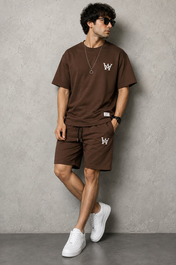 Men’s Printed Polyester T-Shirt & Shorts Set – 2 Piece