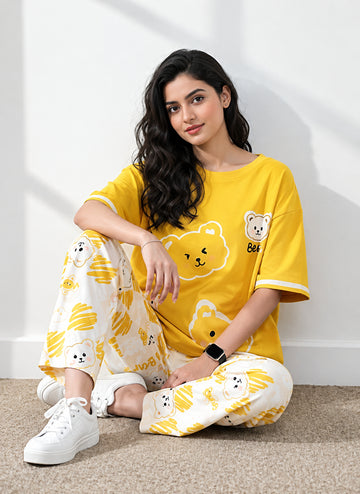 Women’s 2-Piece Stitched Jersey Printed Night Suit